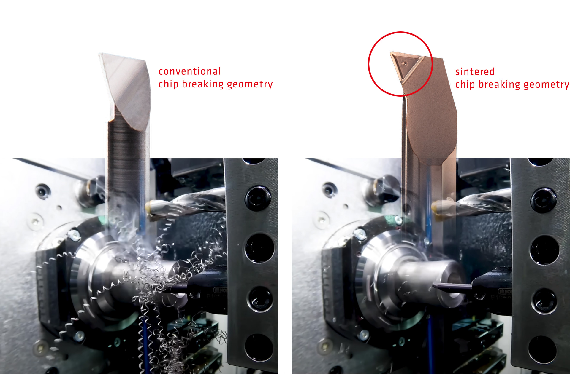 Comparison of Horn Supermini with sintered chip mould geometry with its predecessor with conventional chip mould geometry