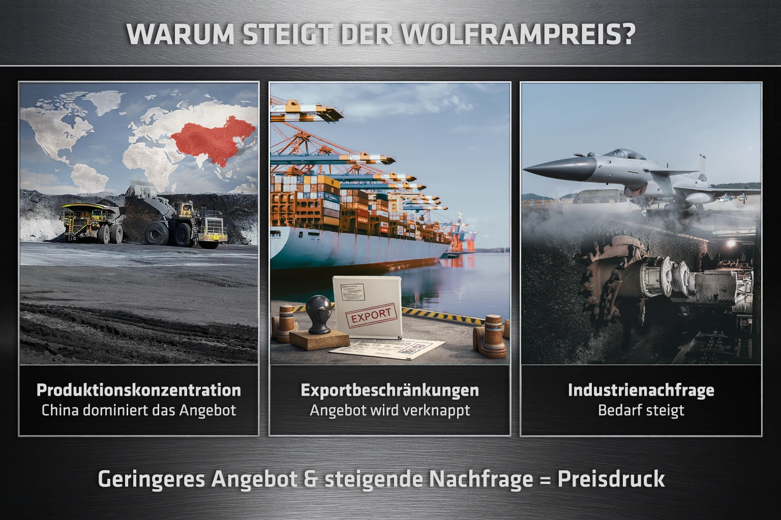 Visualisierung: Gründe für den Preisanstieg bei Wolfram